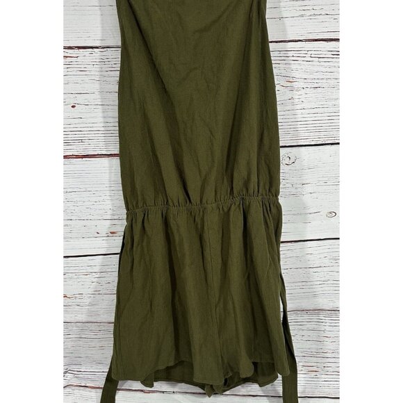 Shein Army Green Romper Open Back Halter Style Tie Waist Teen Sz Large 1 Piece - Picture 5 of 10
